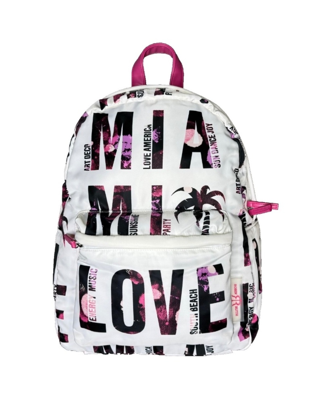 Robin Ruth MIAMI LOVE Backpack, White, Pink, Black